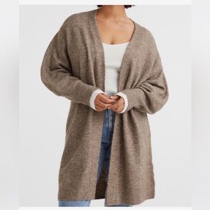 Lafayette 148 New York sand brown cardigan duster 100% cashmere